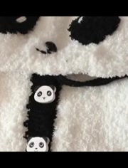 可爱熊猫绒绒线马甲